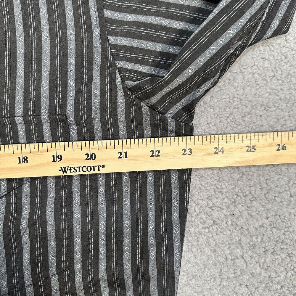 Panhandle Slim Shirt Mens 16 34 Black Striped‎ Geometric Western Pearl Snap Logo - Picture 9 of 11